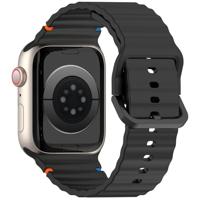 By Qubix - Wave sportband - Zwart - Compatible met Apple Watch 44mm / 45mm / 46mm / 49mm - Compatible Apple watch bandjes - thumbnail