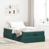 Ottoman bed met matras 100x200 cm fluweel donkergroen - thumbnail