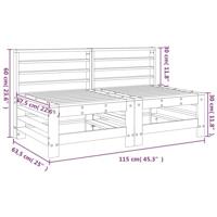 Tuinmiddenbanken 2 st massief grenenhout wit - thumbnail