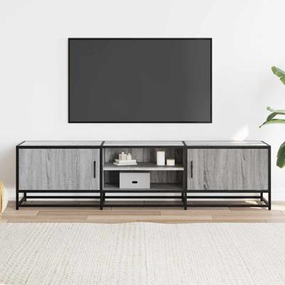 Tv-meubel 180x35x41 cm bewerkt hout grijs sonoma eikenkleurig - thumbnail
