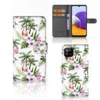 Samsung Galaxy A22 4G | M22 | Telefoonhoesje | Met pasjeshouder | Flamingo Palms - thumbnail