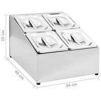 VidaXL Gastronormbakkenhouder met 4 gn 1/6 bakken roestvrij staal - thumbnail