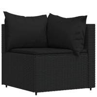 4-delige Loungeset met kussens poly rattan zwart - thumbnail