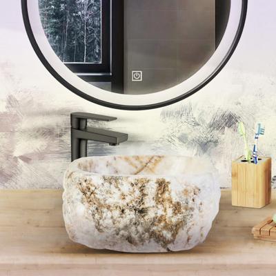 Waskom BWS Stone Rond 30-35x30-35x15 cm Gepolijst Natuursteen Sunset Onyx BWS Waskom BWS Stone Rond 30-35x30-35x15 cm Gepolijst Natuursteen Sunset Onyx BWS