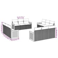 13-delige Loungeset met kussens poly rattan zwart - thumbnail