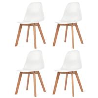 VidaXL Eetkamerstoelen 4 st kunststof wit - thumbnail