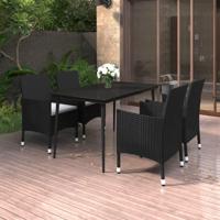 5-delige Tuinset met kussens poly rattan en glas - thumbnail