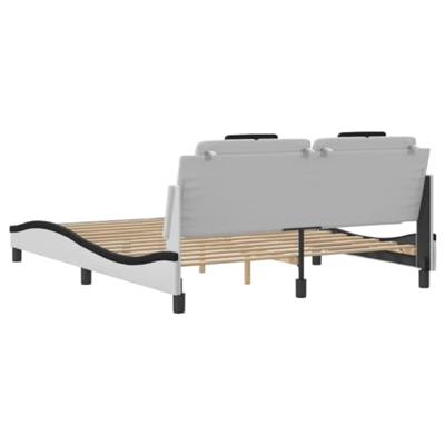 Bedframe met hoofdbord kunstleer zwart en wit 160x200 cm