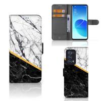 OPPO Reno 6 Pro Plus 5G | Bookcase | Marmer Wit Zwart - Origineel Cadeau Man - thumbnail