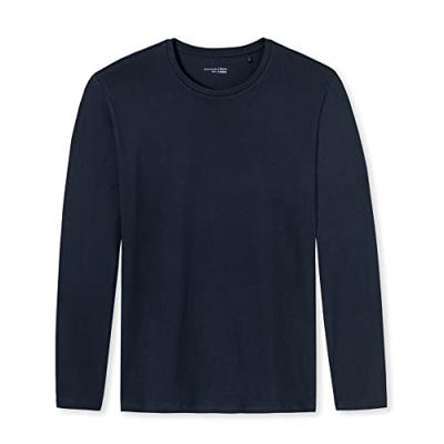 Heren pyjama shirt lange mouw - Donkerblauw - 100% katoenen los pyjama shirt