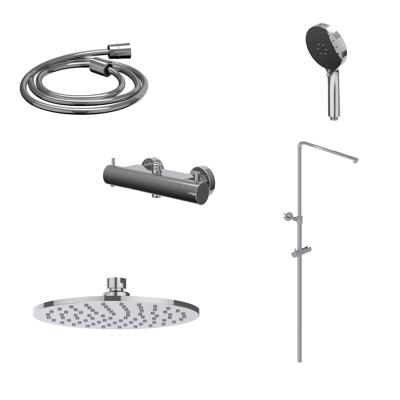 Regendoucheset IVY Bond Opbouw Thermostatisch 20 cm Medium Rond 3-Standen Handdouche Chroom