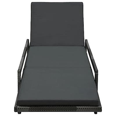 Ligbed met kussen poly rattan grijs