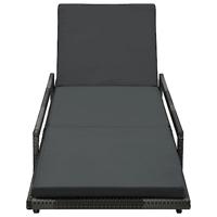 Ligbed met kussen poly rattan grijs - thumbnail