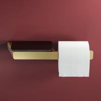 Geesa Shift Toiletrolhouder zonder klep met planchet Goud geborsteld 919924-07 - thumbnail