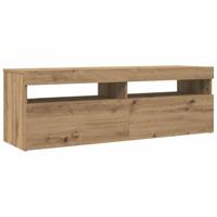 Tv-meubel met LED 120x35x40 cm bewerkt hout artisanaal eiken - thumbnail