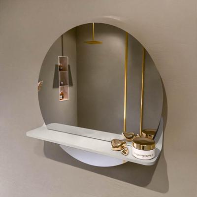 MONDIAZ SPOT spiegel rond 50cm met Spiegelplanchet kleur Linen. MONDIAZ SPOT spiegel rond 50cm met Spiegelplanchet kleur Linen.