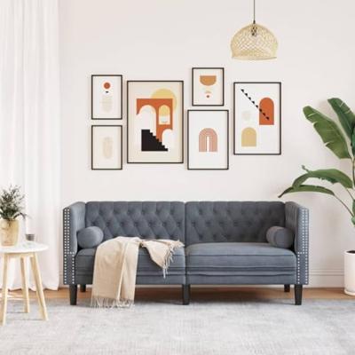 Tweezitsbank Chesterfield-stijl en bolsters fluweel donkergrijs
