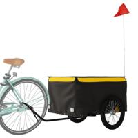 Fietstrailer 45 kg ijzer zwart en geel - thumbnail