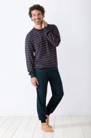 Hajo heren pyjama blauw met rode strepen - thumbnail