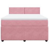 Boxspring met matras fluweel roze 160x200 cm - thumbnail