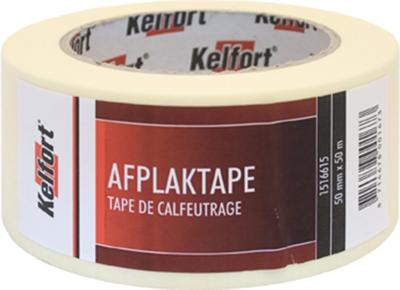 Afplaktape Crêpe papier 50mm x 50 meter Afplaktape Crêpe papier 50mm x 50 meter