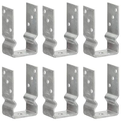VidaXL Grondankers 6 st 8x6x15 cm gegalvaniseerd staal zilverkleurig
