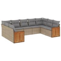10-delige Loungeset met kussens poly rattan beige - thumbnail