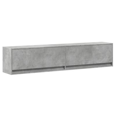 Tv-wandmeubel met LED-verlichting 180x31x38 cm betongrijs