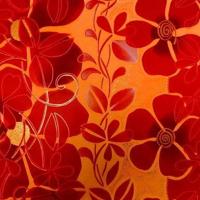 Cadeaupapier - Geschenkpapier - Big red flowers with gold 50 cm - thumbnail