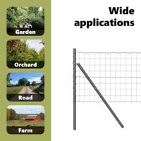 VidaXL Hek met paal grijs 0,6 x 25 m staal en pvc - thumbnail