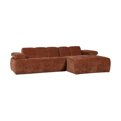 Woood Mojo chaise longue bank rechts ribstof Roestbruin