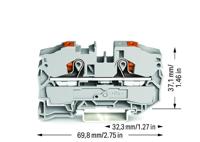 WAGO 2216-1201 Doorgangsklem 12 mm Push-In-klem Grijs 20 stuk(s) - thumbnail