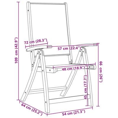 Tuinstoelen inklapbaar 4 st massief acaciahout en textileen