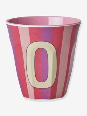 Gestreepte melamine mok LETTER O rice, medium 250 ml meerkleurig