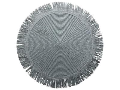 Placemat Fringe donkergrijs set van 2