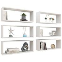 VidaXL Wandschappen kubus 6 st 60x15x23 cm bewerkt hout wit - thumbnail