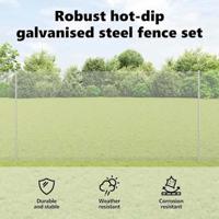 VidaXL Hek met paal zilver 1,6 x 10 m staal - thumbnail