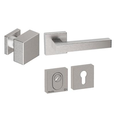 Hardbrass Voordeurset Quadro 60 3-delig vierkant SKG3 met kerntrekbeveiliging - RVS