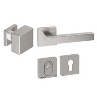 Hardbrass Voordeurset Quadro 60 3-delig vierkant SKG3 met kerntrekbeveiliging - RVS - thumbnail