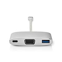 3-in-1 USB 3.0-Adapterkabel | Verguld 0,2 m | USB C Male naar USB C Female/USB-A Female/VGA Female | Voor Aansluiten van een Monitor en 2 USB-Apparaten - thumbnail