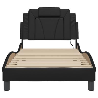 Bedframe "Viana" met LED zonder matras kunstleer zwart 90x200 cm - thumbnail