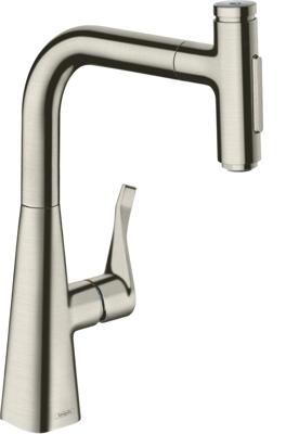 Hansgrohe Metris Select M71 M7117-H240 ééngreeps keukenmengkraan met uittrekbare vuistdouche, rvs look