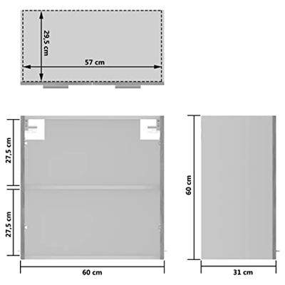 Hangkast 60x31x60 cm spaanplaat betongrijs