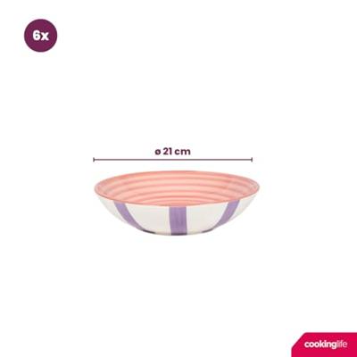 Cookinglife Diepe Borden / Pastaborden Summer Vibes ø 21 cm - 6 stuks