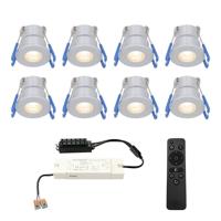 Set van 8 Milano inbouwspots 12V - IP65 waterdicht - 2700K warm wit - 3 Watt 200 lumen - RVS - Verandaverlichting - Dimbaar - thumbnail