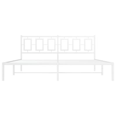 Bedframe met hoofdbord metaal wit 183x213 cm