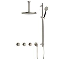 Hotbath Cobber X - CX7067 - Inbouw Regendoucheset - Geborsteld Nikkel - 2 Stopkranen - Thermostatisch - Plafondbuis 15 cm - Hoofddouche 300 mm - Ronde Handdouche 3 Standen - Glijstang 900 mm - met M106 - Waterbesparend - thumbnail