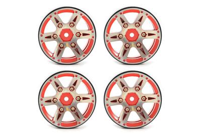 Fastrax 1.9" Heavyweight Split 6-Spoke Aluminium Beadloc Wheels (4pcs) - Rood