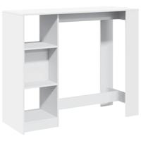 Bartafel met schap 124x46x103,5 cm bewerkt hout wit - thumbnail