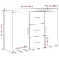 Dressoir 90x29,5x65 cm bewerkt hout artisanaal eikenkleur - thumbnail
